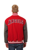 Los Angeles Angels Two-Tone Wool Jacket w/ Handcrafted Leather Logos - Red/Gray - JH Design