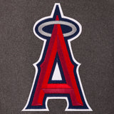 Los Angeles Angels Wool & Leather Reversible Jacket w/ Embroidered Logos - Charcoal/Navy - J.H. Sports Jackets