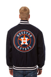 Houston Astros Wool Jacket w/ Handcrafted Leather Logos - Navy - JH Design