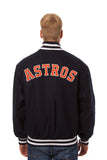 Houston Astros Wool Jacket w/ Handcrafted Leather Logos - Navy - JH Design