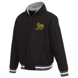 Oakland Athletics Two-Tone Reversible Fleece Hooded Jacket - Black/Grey - JH Design