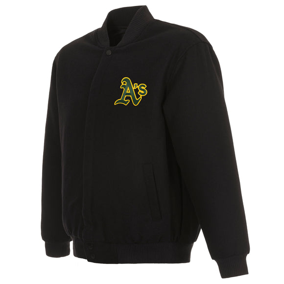 Oakland Athletics Reversible Wool Jacket - Black - JH Design