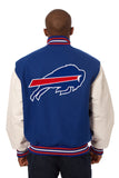 Buffalo Bills Two-Tone Wool and Leather Jacket - Royal - JH Design