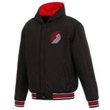 Portland Trail Blazers Two-Tone Reversible Fleece Hooded Jacket - Black/Red - JH Design