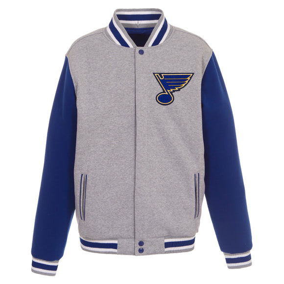 St. Louis Blues Two-Tone Reversible Fleece Jacket - Gray/Royal - J.H. Sports Jackets