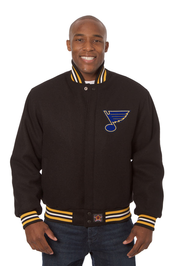 St. Louis Blues Embroidered Wool Jacket - Black - JH Design