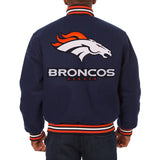 Denver Broncos JH Design Embroidered Wool Jacket - Navy - J.H. Sports Jackets