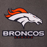 Denver Broncos Wool & Leather Reversible Jacket w/ Embroidered Logos - Charcoal/Navy - J.H. Sports Jackets