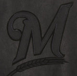 Milwaukee Brewers Full Leather Jacket - Black/Black - JH Design