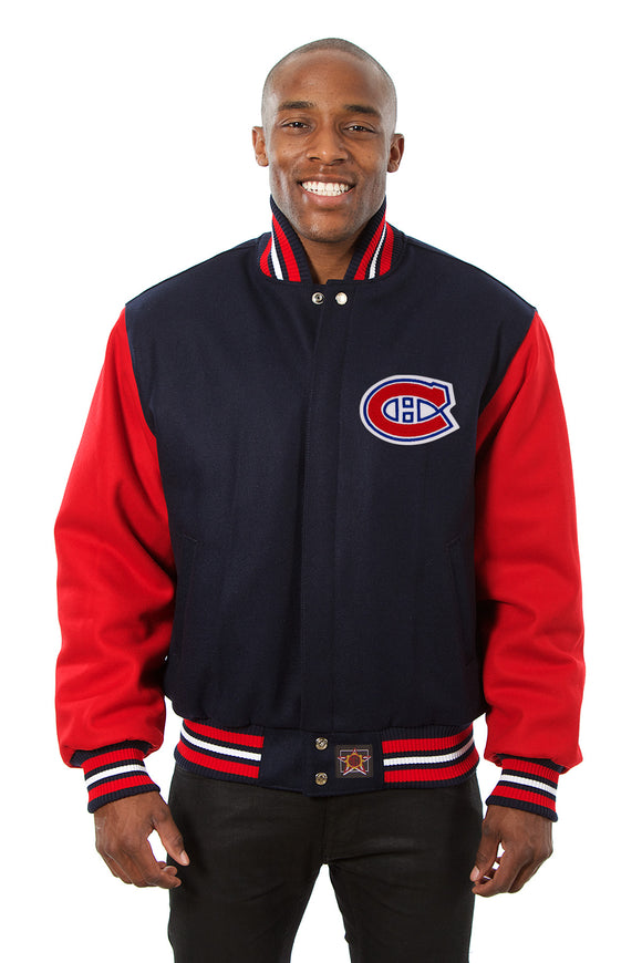 Montreal Canadiens Embroidered Wool Jacket - Navy/Red - JH Design