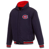 Montreal Canadiens Two-Tone Reversible Fleece Hooded Jacket - Navy/Red - JH Design