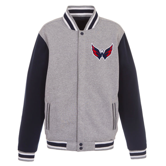Washington Capitals Two-Tone Reversible Fleece Jacket - Gray/Navy - J.H. Sports Jackets