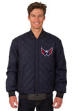 Washington Capitals Wool & Leather Reversible Jacket w/ Embroidered Logos - Charcoal/Navy - J.H. Sports Jackets