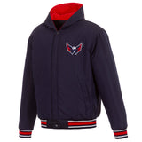 Washington Capitals Two-Tone Reversible Fleece Hooded Jacket - Navy/Red - JH Design