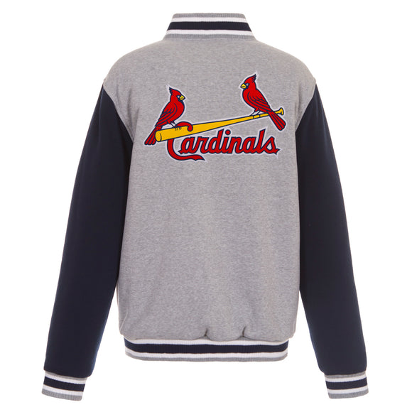 St. Louis Cardinals Two-Tone Reversible Fleece Jacket - Gray/Navy - J.H. Sports Jackets