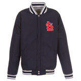 St. Louis Cardinals Two-Tone Reversible Fleece Jacket - Gray/Navy - J.H. Sports Jackets