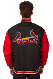 St. Louis Cardinals Poly Twill Varsity Jacket - Black/Red - JH Design