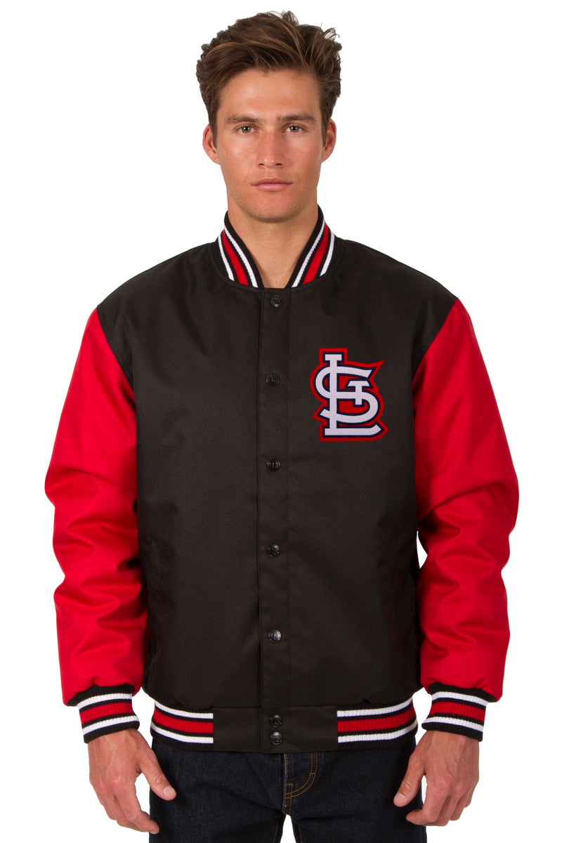 Women's JH Design Black St. Louis Cardinals Plus Size Poly Twill Full-Snap Jacket