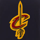 Cleveland Cavaliers - JH Design Reversible Fleece Jacket with Faux Leather Sleeves -Navy/White - JH Design