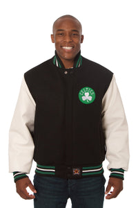 Boston Celtics Domestic Two-Tone Wool and Leather Jacket-Black - JH Design