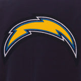 Los Angeles Chargers - JH Design Reversible Fleece Jacket with Faux Leather Sleeves - Navy/White - J.H. Sports Jackets