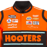 2023 Chase Elliott JH Design Black/Orange Hooters Twill Uniform Full-Snap Jacket - J.H. Sports Jackets