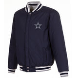 Dallas Cowboys Two-Tone Reversible Fleece Jacket - Gray/Navy - J.H. Sports Jackets