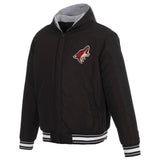 Arizona Coyotes Two-Tone Reversible Fleece Hooded Jacket - Black/Grey - JH Design