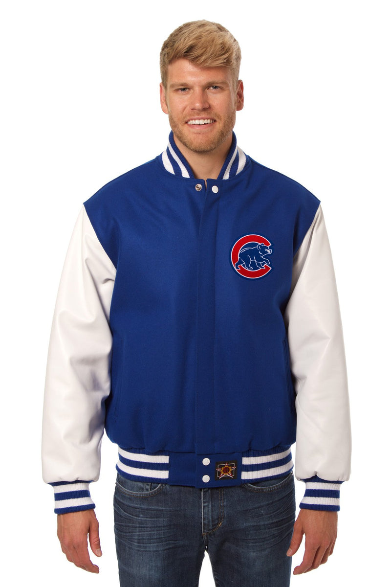 Men's Chicago Cubs JH Design Navy Wool & Leather Embroidered Logo