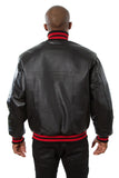 JH Design - All-Leather Varsity Jacket - Black/Red - JH Design