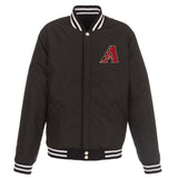 Arizona Diamondbacks - JH Design Reversible Fleece Jacket with Faux Leather Sleeves - Black/White - J.H. Sports Jackets