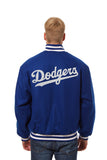 Los Angeles Dodgers Wool Jacket w/ Handcrafted Leather Logos - Royal - JH Design