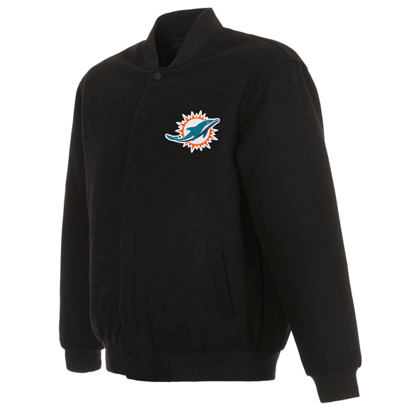 Miami Dolphins Reversible Wool Jacket - Black - JH Design