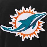 Miami Dolphins - JH Design Reversible Fleece Jacket with Faux Leather Sleeves - Black/White - J.H. Sports Jackets