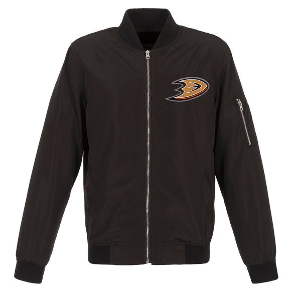 Anaheim Ducks JH Design Lightweight Nylon Bomber Jacket – Black - JH Design