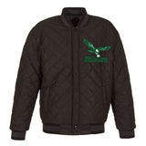 Philadelphia Eagles Wool & Leather Throwback Reversible Jacket - Charcoal - J.H. Sports Jackets