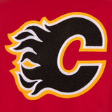 Calgary Flames Poly Twill Varsity Jacket - Red - J.H. Sports Jackets