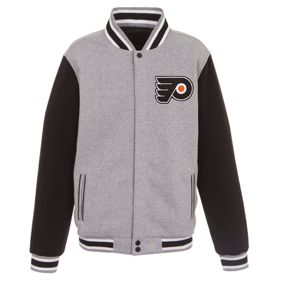 Philadelphia Flyers Two-Tone Reversible Fleece Jacket - Gray/Black - J.H. Sports Jackets