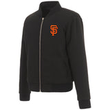San Francisco Giants JH Design Reversible Women Fleece Jacket - Black - JH Design