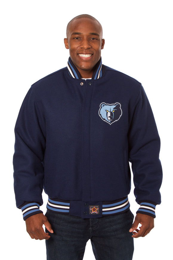 Memphis Grizzlies Embroidered Wool Jacket - Navy - JH Design