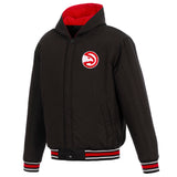 Atlanta Hawks Two-Tone Reversible Fleece Hooded Jacket - Black/Red - JH Design