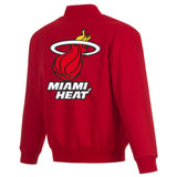 Miami Heat Poly Twill Varsity Jacket - Red - J.H. Sports Jackets