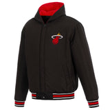 Miami Heat Two-Tone Reversible Fleece Hooded Jacket - Black/Red - JH Design