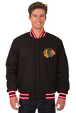 Chicago Blackhawks Reversible Wool Jacket - Black - J.H. Sports Jackets