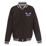 Charlotte Hornets Two-Tone Reversible Fleece Jacket - Gray/Black - JH Design