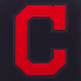 Cleveland Indians - JH Design Reversible Fleece Jacket with Faux Leather Sleeves - Navy/White - JH Design