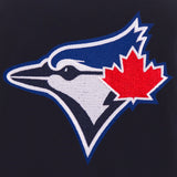 Toronto Blue Jays - JH Design Reversible Fleece Jacket with Faux Leather Sleeves - Navy/White - JH Design