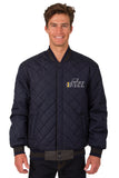 Utah Jazz Wool & Leather Reversible Jacket w/ Embroidered Logos - Charcoal/Navy - J.H. Sports Jackets