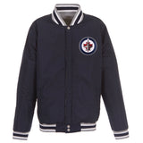 Winnipeg Jets Two-Tone Reversible Fleece Jacket - Gray/Navy - J.H. Sports Jackets