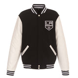 Los Angeles Kings - JH Design Reversible Fleece Jacket with Faux Leather Sleeves - Black/White - J.H. Sports Jackets